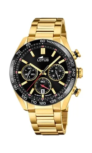 Lotus Herrenuhr Analog Edelstahl 316L Gold - Quarz Chronograph, Datum - Mineralglas, Wasserdicht 10 ATM - 18917/6 Special Prices