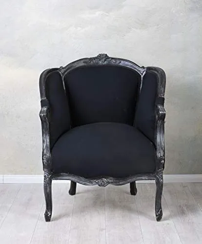 Armlehnsessel Rokoko Stuhl schwarz Armlehnsessel Barocksessel Polstersessel cat664i49 Palazzo Exklusiv