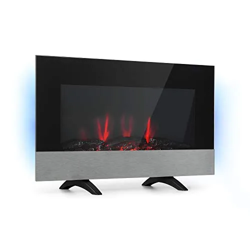 Klarstein Basel Elektrokamin - Eleganter Heizlüfter mit 7 Farben LED-Flammenillusion - Elektrokamine mit 2000 Watt Heizleistung, flexibler Stand- oder Wandmontage und praktischer Fernbedienung für gemütliche Atmosphäre ohne Holzschleppen.