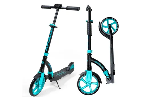 Apollo Cityroller Hurricane - Höhenverstellbarer City-Scooter für Erwachsene & Kinder, Schwarz/Mint - Roller/Kickboards mit ABEC 7 Lager, extra großem rutschfestem Trittbrett und gepolsterten Handgriffen, ideal für sicheres Fahren und maximalen Komfort.