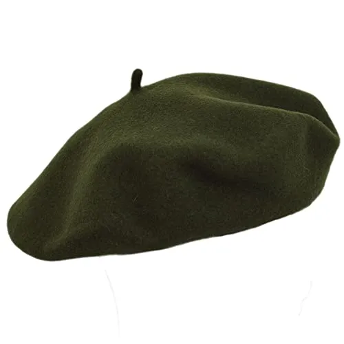 Melegari Baskenmütze für Damen, 100 % Wolle, Roma Beret, hergestellt in Italien, 12 dunkelgrün, One size