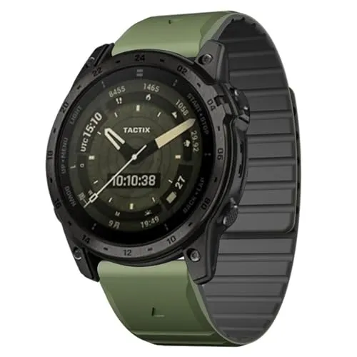 Armband für Garmin Fenix 5 / 5X / 6X / 7X Silikon Ersatzband Strap magnetisch Bracelet Quick Fit Schwarz-Grün