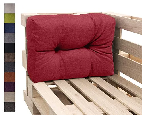 sunnypillow Palettenkissen für Gartenmöbel - Rückenkissen 65 x 50 cm - Rückenpolster für Bett und Sofa - Palettenpolster für Palettenmöbel - Gesteppte Gartenkissen - Rückenlehne, Seitenkissen Rot