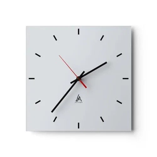 Modern Wanduhr 40x40cm Quadrat Groß Wand Uhr Glas Analog Zimmeruhren Küche Büro Wohnzimmer Glasuhr Wall Clock Dekoration Design Wanddekoration Küchenuhr C3AC40x40-3287