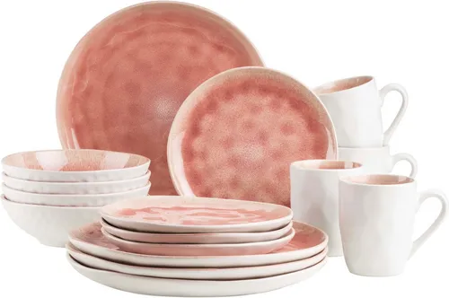 MÄSER Kombiservice FROZEN, 16-tlg. Geschirr-Set für 4 Personen - Hochwertiges Steinzeug-Kombiservice in trendigem Lila, spülmaschinengeeignet und ideal für den täglichen Gebrauch oder besondere Anlässe.