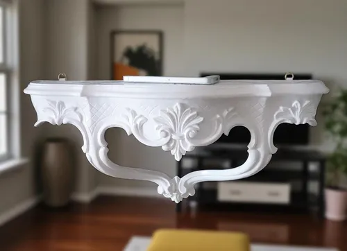 Wandkonsole Weiß Wandablage 45x21cm Hängekonsole Antik Wandregal BAROCK Ablage