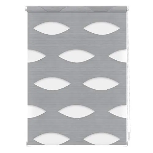 Lichtblick Doppelrollo Klemmfix ohne Bohren, Ellipse, Grau, 90 cm x 150 cm - Seitenzug- & Springrollos mit faszinierenden 3D-Effekten, individuell verstellbar für optimalen Sicht- und Sonnenschutz, einfache Montage ohne Bohren dank Klemmträger.