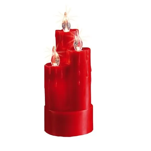 hellum LED Wachskerzen Kombination, Ø 8cm x 20cm hoch, LED Kerzen rot mit flackernde Flamme, Kerzen mit Batterien (2xAA nicht inkl.), Weihnachtsbeleuchtung Deko, Echtwachs 571943