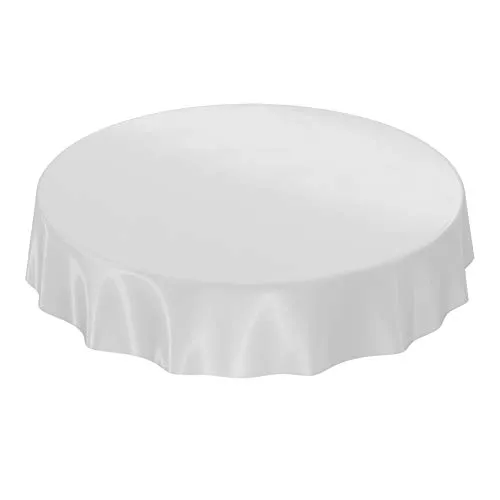 Wachstuchtischdecke Wachstuch abwaschbare Tischdecke Uni Glanz Einfarbig Hellgrau Eingefasst Rund 140cm
