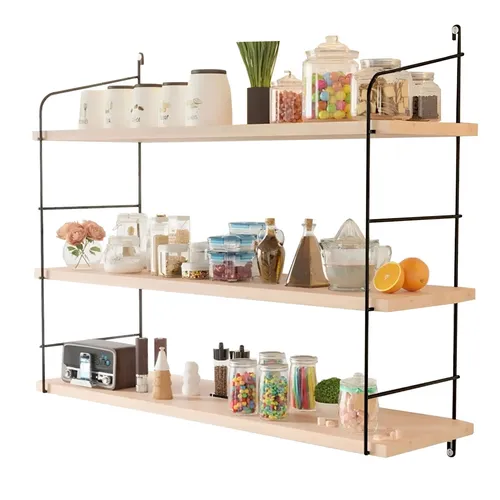 Retro Wandregal - Schweberegal für jeden Raum - Stilvolles Hängeregal aus Holz & Metall mit 3 Regalfächern, ideal für Küche, Wohnzimmer oder Bad. Maximale Tragfähigkeit von 45 kg für vielseitige Nutzung.