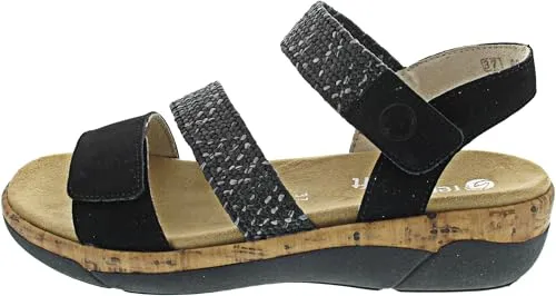 Remonte Keilsandalette schwarz 38 EU - Wanderschuhe mit Soft-Fußbett für optimalen Komfort, ideal für den Sommer. Die Riemchensandale bietet eine perfekte Passform durch elastische Klettverschlüsse.