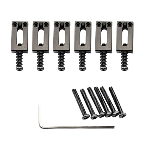 Musiclily Ultra 10,8mm Moderne Messing Saitenreiter Saddles für Strat Tele Style E-Gitarre, Schwarz (6er Set)