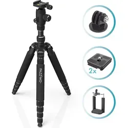 Pazzimo Dreibein-Stativ Alu Travel 146cm mit 360° Kopf - Kompaktes und leichtes Aluminium-Stativ für vielseitige Einsatzmöglichkeiten. Ideal für Action-Cams und DSLR-Kameras, mit 360-Grad-Drehung und einstellbaren Beinen.