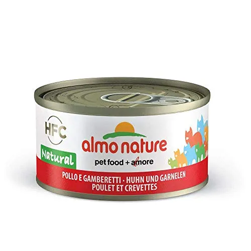 almo nature HFC Natural Katzenfutter nass - Huhn und Garnelen 24er Pack (24 x 70g), 100% natürliche Zutaten, ohne Zusatzstoffe und nachhaltig produziert