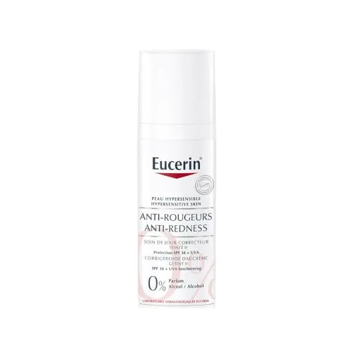 Eucerin Anti-Rötungs-Korrektur-Tagescreme LSF 25 - 50 ml - Sonnenschutzmittel für hyperempfindliche Haut, lindert Rötungen und bietet sofortigen Komfort mit LSF 25. Die innovative Formel sorgt für einen gleichmäßigen Teint und schützt die Hautbarriere.