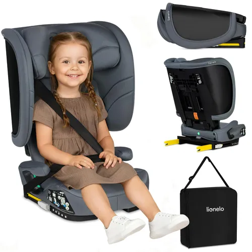 Lionelo Orin i-Size R129 Kindersitz 100–150 cm – Faltbar & Leicht für Reisen - Der Lionelo Orin i-Size Kindersitz (100–150 cm) bietet geprüfte Sicherheit nach R129. Klappbar und leicht, ideal für Reisen. Die 14-fach verstellbare Kopfstütze sorgt für optimalen Komfort und Anpassung.
