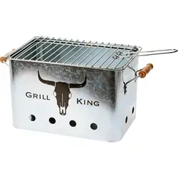 GRILL KING rechteckig 45x22x22cm - Mobiler Kohlegrill für Grillspaß unterwegs - Kompakter Standgrill mit separatem Kohle-Korb, ideal für Camping und Festivals. Platzsparend und leicht zu reinigen, perfekt für Hobbygriller!