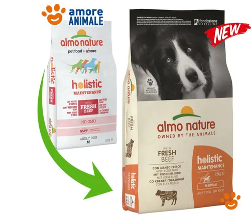 Almo Nature Dog Holistic Medium Adult Rind Und Reis 12 Kg - Kroketten Für Hunde