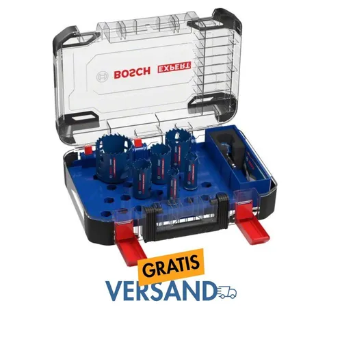 Bosch 6x EXPERT Tough Material Lochsäge Set - 9-teilig, für Holz mit Metall und Ziegelstein, extrem langlebig und präzise für saubere Löcher bis 60 mm