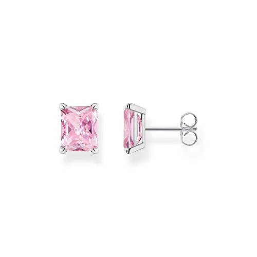 Thomas Sabo Ohrstecker mit pinken Steinen - Damen Ohrringe aus 925er Sterling-Silber, mit großen pinkfarbenen Zirkonia-Steinen im Oktagonschliff, ideal für vielseitige Kombinationen und besondere Anlässe.