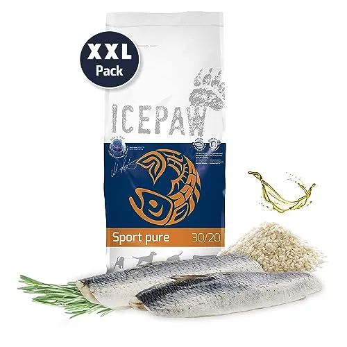 ICEPAW I High Premium Trockenfutter für Sporthunde - Sport Pure 14 kg - Hundefutter für aktive Hunde mit Hering und Reis, reich an Omega-3-Fettsäuren für optimale Leistung und gesundes Fell.