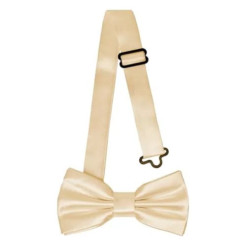 Ladeheid Kinder Jungen Fliege - Vorgebunden, Einstellbares Band, Glänzendes Design, Ideal für Hochzeit, Geburtstag, Einschulung - Strapazierfähig & Stilvoll BKS (10cm x 5cm, Beige)