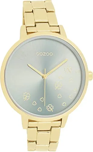 Oozoo Timepieces Damen Uhr in Gold Grün - Armbanduhr für Damen mit hochwertigem Edelstahlarmband und Japanischem Quarzwerk, ideal für jeden Anlass – inklusive Geschenkbox!