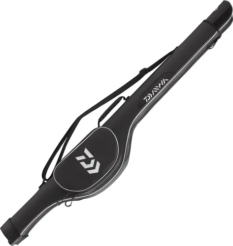 Daiwa Extension Hardcase 1 Rod Bag - Rutenfutterale für 1 Rute, schwarz mit silbernen Akzenten, schützt Ruten von 2,10m bis 3,10m optimal und bietet langlebigen Schutz für Angler.