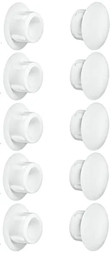 cyclingcolors 10x Abdeckkappen Kunststoff Blindbohrung Stopfen Blindstopfen Abdeckung Möbel (Ø10mm/weiß RAL 9010)