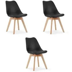 Best for Home Esszimmerstuhl – Moderner Stuhl mit Holzbeinen und Ledersitz