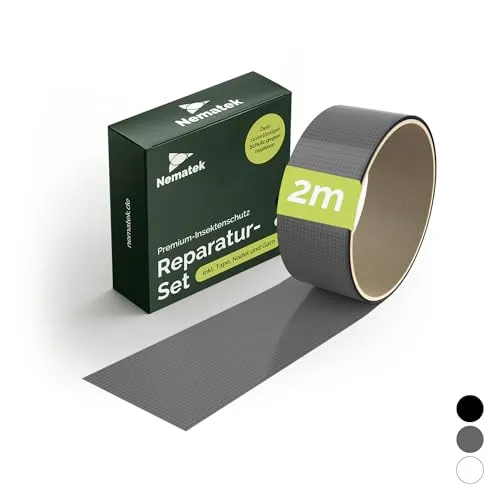 Nematek Insektenschutz-Fensterrahmen Reparatur-Set für Insektenschutzgewebe 4,5 x 200cm Reparatur Klebeband