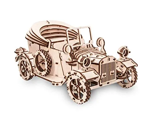 EWA EcoWoodArt 3D Holzpuzzle - Retroauto DIY-Bausatz für Erwachsene - 3D-Puzzle des alten Automodells von EWA, 315 Teile für anspruchsvolle Bastler. Kein Kleber nötig, ideal für kreative Entspannung und detailverliebte Sammler.