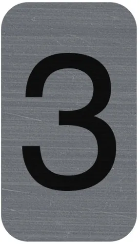 Exacompta 67183E Hinweisschild Ziffer 3 selbstklebend Aluminium 2,5x4,4 cm Grau