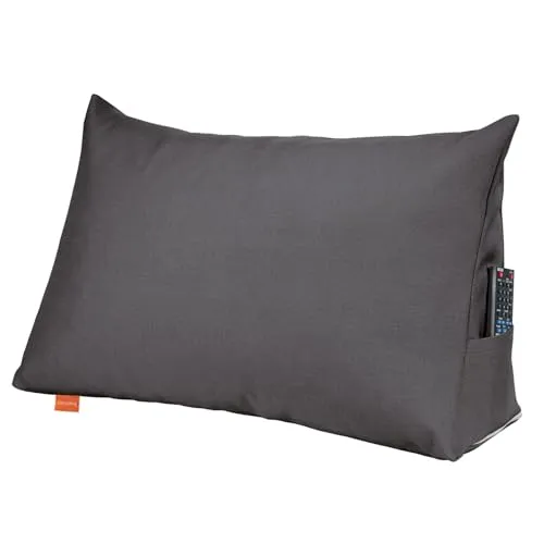 Sleepling Rückenkissen Keilkissen für Bett und Sofa - Lendenkissen in hochwertigem Möbelstoff, abnehmbarer Bezug, vielseitig einsetzbar als Lesekissen oder Rückenkissen, mit praktischer Seitentasche für Ihre Essentials.