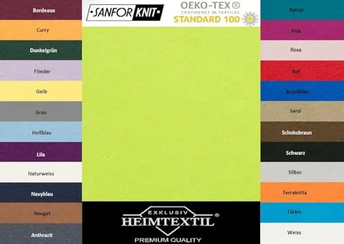 EXKLUSIV HEIMTEXTIL Jersey Spannbettlaken Premium Marke 180-200 x 200 cm 100% Baumwolle Öko - Tex Zertifiziert, Markenqualität, Matratzenhöhe bis 25 cm, Apfelgrün