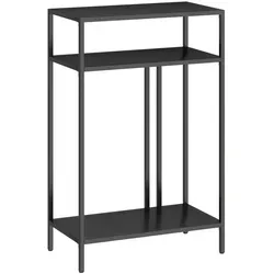 HOMCOM Konsolentisch im Industrie-Design, 3 Ebenen, 55 x 30 x 85 cm, Schwarz - Vielseitiger Konsolentisch mit drei offenen Regalen für Ordnung in jedem Raum. Robuste Metallkonstruktion mit wasserfester Oberfläche, ideal für Wohnzimmer oder Flur. Stabiler Stand durch verstellbare Füße und mitgelieferte Anti-Kipp-Gurte.