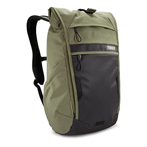Thule Paramount Commuter Backpack 18L - Olivine - Rucksack mit Roll-Top-Verschluss, erweiterbar um 50% für mehr Stauraum. Ideal für Pendler, bietet Wetterschutz und eine schwimmende Laptop-Hülle für bis zu 16 Zoll.