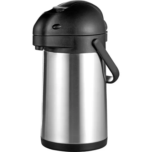 Esmeyer Isolierkanne STREAM silber 1,9 l - Thermobehälter mit 360° Drehvorrichtung, aus hochwertigem Edelstahl, ideal für warmen Kaffee oder Tee und stilvolles Servieren.