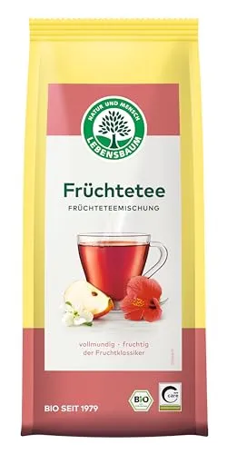 Lebensbaum Früchtetee bio 100g - Fruchtiger Bio-Tee mit Apfel, Hibiskus, Orange und Zitrone. Ideal für jede Tageszeit, erfrischend und wärmend zugleich – perfekt für Jung und Alt.