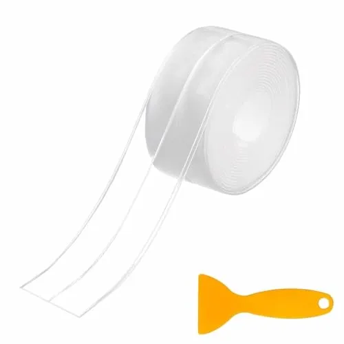 KYRYD Dichtungsband Selbstklebend Wasserdicht Transparent, Abdichtband Selbstklebend Wasserfest Fugendichtungsband Anti-schimmel 3.2mx38mm, Winddicht, Staubschut, für Tür, Fenster(Mit Schaber)