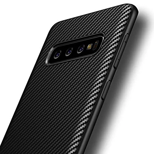 Produktbild AVANA Hülle für Samsung Galaxy S10 Plus Schutzhülle Flexibles Slim Case Schwarz Silikon TPU Schale Kohlefaser Bumper Cover Carbon Optik
