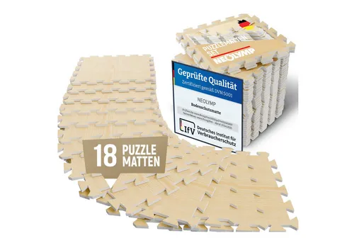 NEOLYMP Bodenmatte Robuste Bodenschutzmatte - Fitness - Schutzmatte Boden - Fitnessmatte (18 Puzzlestücke inkl. Randteile, 18 Schutzmatten Boden inklusive Randstücke - Puzzletechnik Sportmatte), Schützt Fußboden, EVA Matte, Studioqualität, Anti-Rutsch