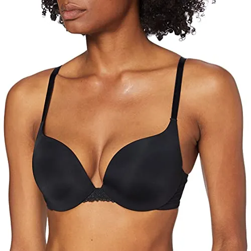 Sloggi Damen Push-Up BH Wow Lace WHU, Gr. 75D, Schwarz (BLACK 04) - Funktionsunterwäsche mit verführerischem Spitzen-Design, bietet perfekten Halt und formt ein schönes Dekolleté für jeden Anlass.