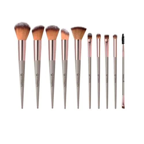 Make up pinsel Set TTRWIN 18pcs Professionelles kosmetik Kabuki Synthetic Face Blush Lippenschatten Eyeliner Foundation. Mit einer stylischen weißen leder Paket