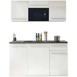 Küchenblock mit E-Geräten JAZZ SINGLE (Zeile) I - weiß - Küchenblock mit integrierten E-Geräten, modern und funktional, ideal für kleine Küchen und effizientes Kochen.