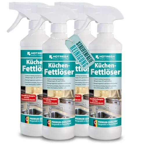 HOTREGA Küchen Fettlöser | Effektiver Küchenreiniger für hartnäckige Fettablagerungen | Ideal für alle abwaschbaren Oberflächen 2000 ml