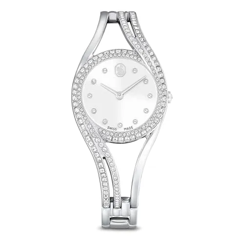 Swarovski Hyperbola Armreifuhr: Elegante Schweizer Armbanduhr aus Edelstahl - Armbanduhren für Damen, mit 176 Kristallen und bis zu 50 m wasserdicht – die perfekte Kombination aus Schmuck und Zeitmesser.