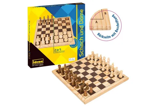 Idena Spiel Idena Brettspiel 2in1 Schach und Dame 28,5x28,5cm