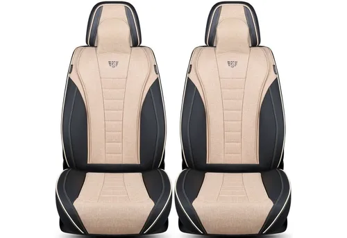 BREMER SITZBEZÜGE Autositzbezüge für Nissan Juke 1 (2010-2019) - Hochwertige Schonbezüge in Schwarz/Beige, atmungsaktiv und pflegeleicht. Ideal für Komfort und Schutz während der Fahrt, passend für Fahrer- und Beifahrersitze.