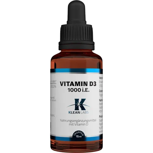Produktbild VITAMIN D3 1000 I.E. pro Tropfen KLEAN LABS 15 ml PZN 13331299